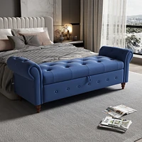 Streamdale Furniture Bed Bench Navy Blue Fabric