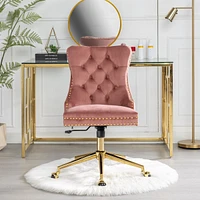 Streamdale Furniture Velvet Upholstered Pink Swivel Office Chair