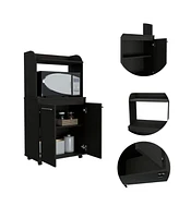 Streamdale Furniture Kira Kitchen Kart, Double Door Cabinet, One Open Shelf, Two Interior Shelves