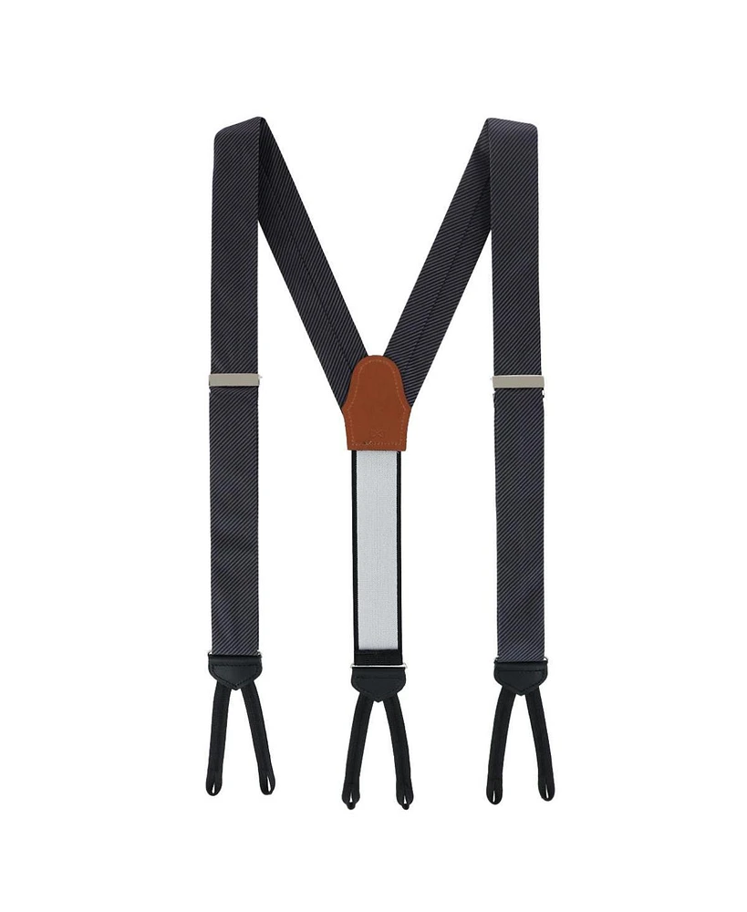 Trafalgar Men's Leyton Diagonal Lined Tone on Tone Silk Formal End Suspenders