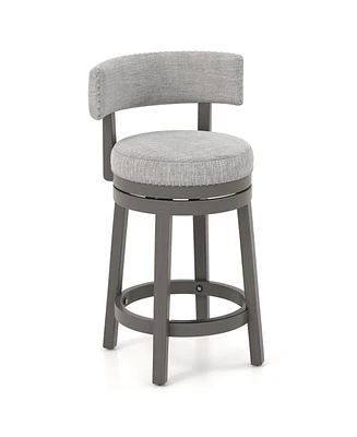 Sugift 27/31 Inch Swivel Bar Stool with Upholstered Back Seat and Footrest-27 inches