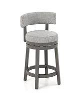 Sugift 27/31 Inch Swivel Bar Stool with Upholstered Back Seat and Footrest-27 inches