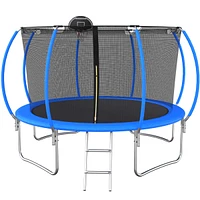 Streamdale Furniture 12 Ft Trampoline Pumpkin-Style Safety Net With Basketball Hoop