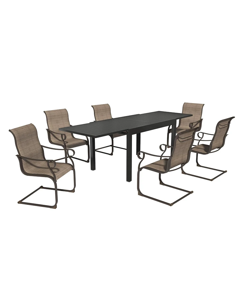 Mondawe 5-Piece Square Steel Table And Steel Textiliene Dining Chair Set With 4 Pcs Swivel Chairs