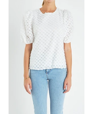 English Factory Women's Textured Puff Sleeve Top