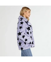 Nvlt Women's Short Pile Faux Fur Star Print Jacket