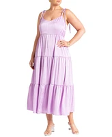 Eloquii Plus Tiered Satin Maxi Dress