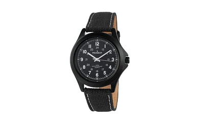 Peugeot Men's 40mm Military Dial Sport Watch with Black Canvas Strap