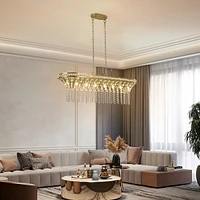 Streamdale Furniture Modern Champagne Gold Kitchen Island Light - Oval Crystal Ceiling Chandelier