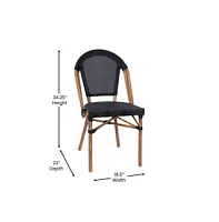 Merrick Lane Mael Bistro Style Table With Glass Top, Textilene, Stack Chairs