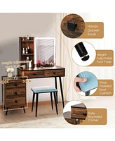 Sugift Vanity Makeup Table Set with Lighted Mirror