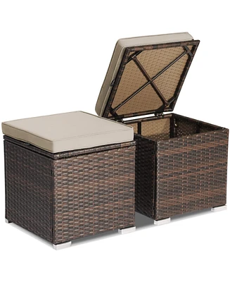 Sugift 2 Pieces Patio Ottoman with Hidden Storage Space