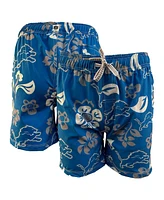 Wes Willy Youth Blue Detroit Lions Floral Volley Swim Trunks