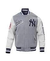 Pro Standard Men's Heather Gray New York Yankees Script Tail Wool Full-Zip Varity Jacket