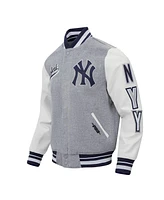 Pro Standard Men's Heather Gray New York Yankees Script Tail Wool Full-Zip Varity Jacket