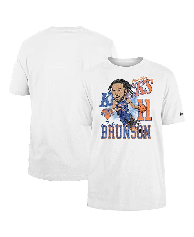 New Era Men's Jalen Brunson White York Knicks Caricature Player T-Shirt