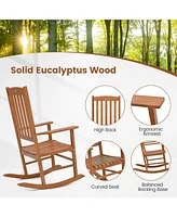 Sugift Eucalyptus Wood Rocker Chair with Stable and Safe Rocking Base for Garden