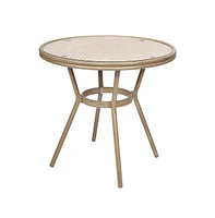 Merrick Lane Celia Bistro Style Table With Glass Top, Pe Rattan, Stack Chairs