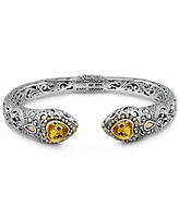 Devata Citrine & Bali Lovina Cuff Bracelet in Sterling Silver and 18K Gold