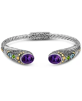 Devata Amethyst & Bali Jimbaran Cuff Bracelet Sterling Silver and 18K Gold