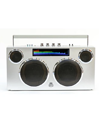 Gpo Retro Mansl Manhattan Boombox Stereo Bluetooth Speaker - Silver
