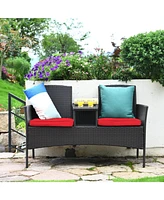 Sugift Patented Modern Patio Set with Built-in Coffee Table and Cushions