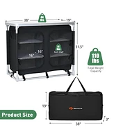 Sugift Portable Camping Kitchen Table with Storage Shelves