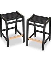Simplie Fun Modern black 24" bamboo counter height bar stools, set of 2