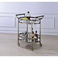 Streamdale Furniture Lakelyn Serving Cart, Brushed Bronze & Clear Glass