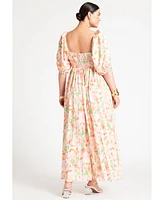 Eloquii Plus Puff Sleeve Pleated Maxi Dress