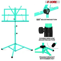 5 Core Sheet Music Stand Green Portable Foldable Music Note Holder • Height Adjustable Tripod Stands - Mus Fld Gr