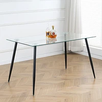 Streamdale Furniture Glass Dining Table with Metal Legs