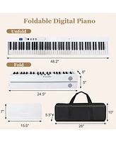 Sugift White 88-Key Foldable Digital Piano with Midi and Wireless Bt