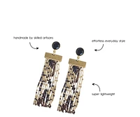 Ink + Alloy Lilah Semi-Precious Stone Post With Organic Shapes Beaded Fringe Earrings