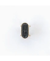 Sanctuaire Sanctuary Project Semi Precious Black Howlite Oval Statment Ring Gold