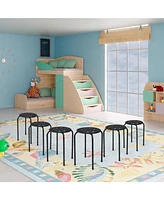 17.5 Inch Set of 6 Portable Plastic Stack Stools with Metal Frame