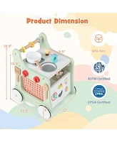 Sugift 6-in-1 Wooden Baby Stroller with Play Kitchen for Kids Over 12 Months