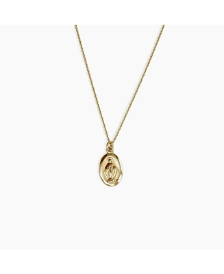 sanctuaire Dainty Oval Saint Medallion Necklace 14K Solid Gold