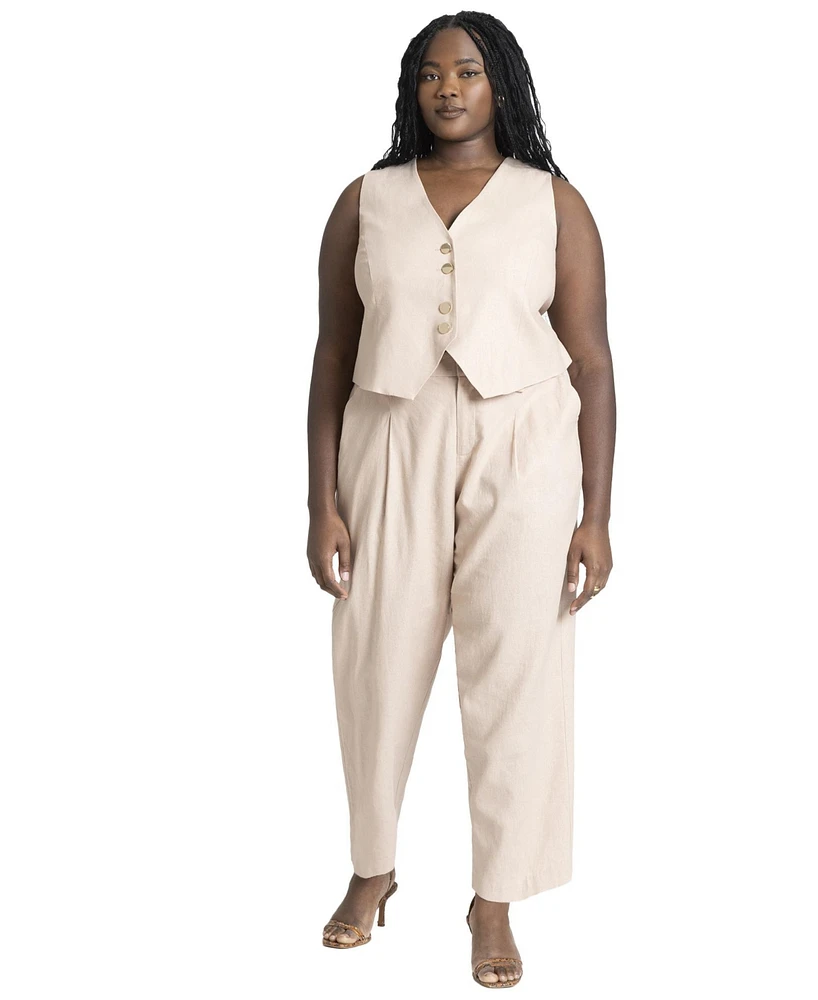 Eloquii Plus Pleat Detail Straight Leg Pant