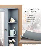 Sugift Grey Bathroom Single Door Shelves Wall Mount Cabinet with Mirror
