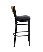 Emma+Oliver Slat Back Metal Restaurant Dining Barstool