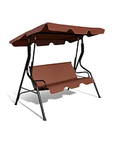 Vebreda 3 Seat Outdoor Patio Canopy Swing with Cushioned Steel Frame