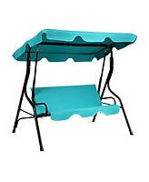 Vebreda 3 Seat Outdoor Patio Canopy Swing with Cushioned Steel Frame