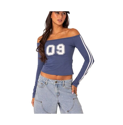 Women's 90'S Off Shoulder Long Sleeve T Shirt