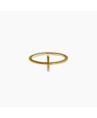 sanctuaire Dainty Cross Ring 14K Solid Gold