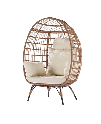 Mondawe Capacity Oversized Wicker Egg Chair, Uv-resistant Material with Water Resistant Fabric Cushion，Grey