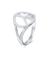 Bling Jewelry Open Symbol World Peace Sign Ring For Women Sterling Silver Spilt Shank Band