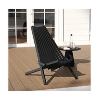 Merrick Lane Dubois Indoor/Outdoor Solid Acacia Wood Low Profile Lounge Folding Chair For Use With Backyard, Patio, Sunroom, Porch, Garden