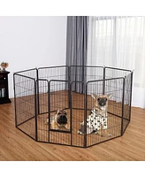 Sugift 8 Metal Panel Heavy Duty Pet Playpen Dog Fence with Door