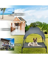 Sugift Portable Elevated Outdoor Pet Bed with Removable Canopy Shade